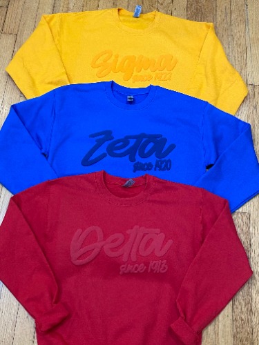 D9 - Sorority Puff Ink Script Sweatshirts | Sigma Gamma Rho / XL