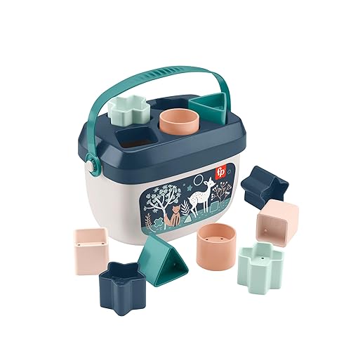 Fisher-Price Stacking Toy Baby’s First Blocks Set of 10 Shapes for Sorting Play for Infants Ages 6+ Months, Navy Fawn​ - Blocks