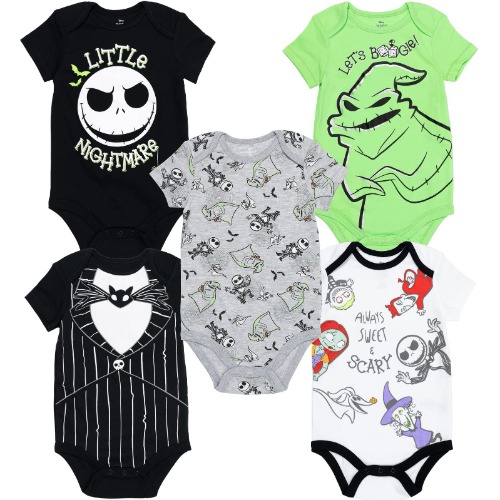 Disney Nightmare Before Christmas Sally Jack Skellington Baby Girls 5 Pack Bodysuits Newborn to Infant - 3-6 Months - Multi