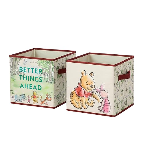 Idea Nuova Winnie the Pooh Set of 2 Durable Storage Cubes with Handles, 10"x10"x10" Cubes - Winnie the Pooh