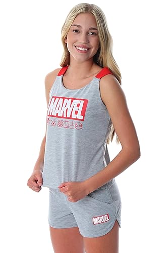 Marvel Comics Womens' Marvel Avengers Logo Tank Short Loungewear Pajama Set - X-Large - Grey