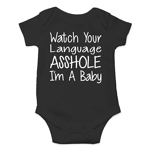 CBTwear Watch Your Language I’m a Baby - Baby Bodysuit Adorable Romper Clothing Cute Boy Girl Unisex - 12 Months - Black