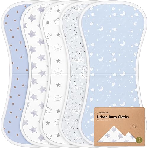 Organic Burp Cloths for Baby Boys and Girls - 5-Pack Super Absorbent Burping Cloth, Burp Clothes, Soft & Plush, Newborn Milk Spit Up Rags, Burpy Cloth Bib for Unisex, Burping Rags(Constellation) - Constellation