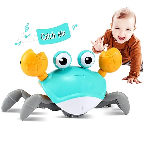 control future Crawling Crab Baby Toy - Infant Tummy Time Toys 3 4 5 6 7 8 9 10 11 12 Babies Boy 3-6 6-12 Learning Crawl 9-12 12-18 Walking Toddler 36 Months Old Music Development 1st Birthday Gifts - Green