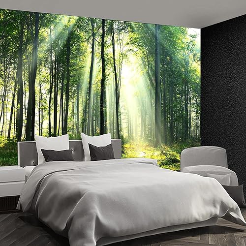 Fightal - Nature Forest Tree Mural Woodland Landscape Backgrounds Cottage Jungle Wallpaper Extra Large Wall murals for Bedroom Living Room（not Peel and Stick）- 108“x75 - F 003 - 108" x 75"