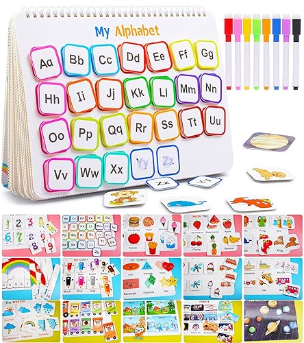 Huijing Montessori Preschool Learning Activities Busy Book - Workbook Activity Binder / Toys for Toddlers, Autism Learning Materials and Tracing Coloring Book - White