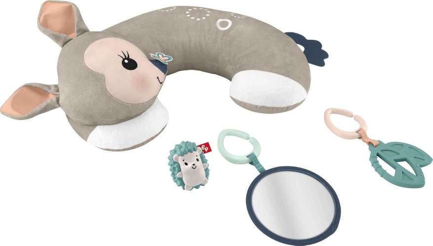 Fisher-Price Baby Shower Gift Tummy Time Fawn Wedge With 3 Sensory Baby Toys For Newborns - Fawn