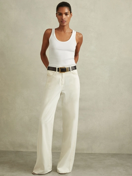 Scoop Neck Jersey Vest Top in White