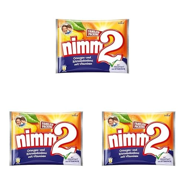 nimm2 Bonbons – 1 x 429g – Gefüllte Bonbons mit Fruchtsaft und Vitaminen (Packung mit 3) - 1 x 429g (Packung mit 3)
