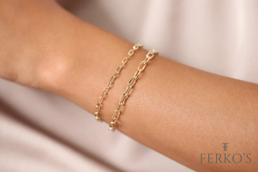 Paper Clip Bracelet / 14k Gold Paper Clip Link Bracelet 8 MM / Gold Link Chain Bracelet / Rectangle Link Staple Bracelet / Layering Bracelet - Etsy
