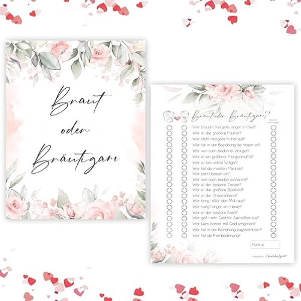 25 x Braut oder Bräutigam Hochzeitsquiz Hochzeitsspiel Hochzeitsspiele für Gäste Hochzeitsspiel Brautpaar Hochzeitsgeschenk Hochzeitsfeier Boho - Braut oder Bräutigam