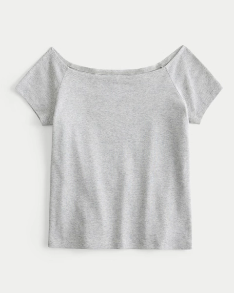 Short Sleeve Skimming Off-the-Shoulder Top