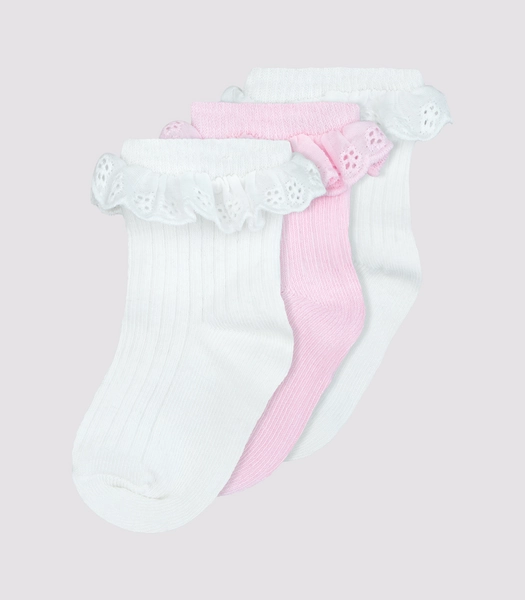 Baby Organic Cotton Ruffle Crew Socks 3 Pack - Underworks
