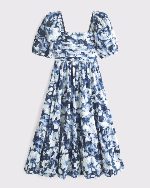 The A&F Emerson Poplin Puff Sleeve Midi Dress