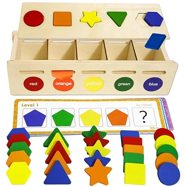 LOYUEGIYO Montessori Toys,Wooden Sorting&Matching Toy for Kid Toddler 1-3 Year Old, Baby Toys 12+ Months,Color&Shape Learning Game Educational Toys for 1,2,3 Year Old Boys Girls Children