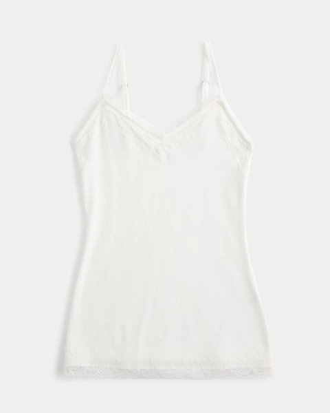 Ribbed Lace Trim Cami