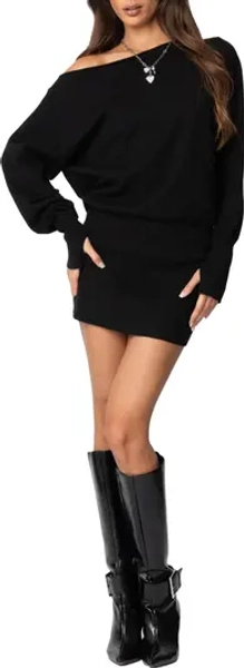 EDIKTED Eve Off the Shoulder Long Sleeve Knit Minidress | Nordstrom