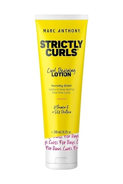 Marc Anthony Curl Defining & Enhancing Lotion, Strictly Curls - Moisturizing Detangler with Vitamin E & Silk Protein for Long-Lasting Frizz-Free - Bounce & Shine For Wavy, Dry or Damaged Hair - Curl Defining Lotion - 8.3 Fl Oz (Pack of 1)