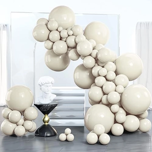 PartyWoo White Sand Balloons, 100 pcs Boho White Balloons Different Sizes Pack of 18 Inch 12 Inch 10 Inch 5 Inch Sand White Balloons for Balloon Garland Balloon Arch as Party Decorations, White-F12 - White-f12