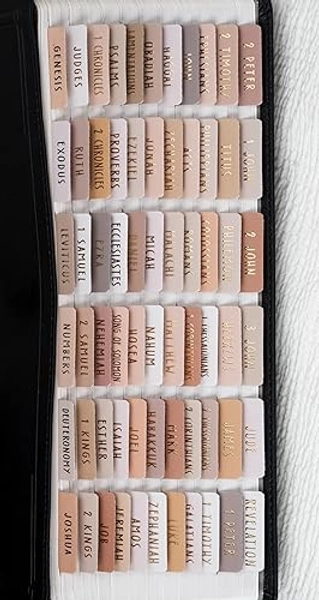 UPAFEXXI-Laminated Bible Tabs (Gold Foil Embossed Lettering), Bible Tabs for Women and Men, 80 Bible Index Book Tabs in Total, 66 Bible Tabs for Old and New Testament, Additional 14 Blank tabs - Cappuccino
