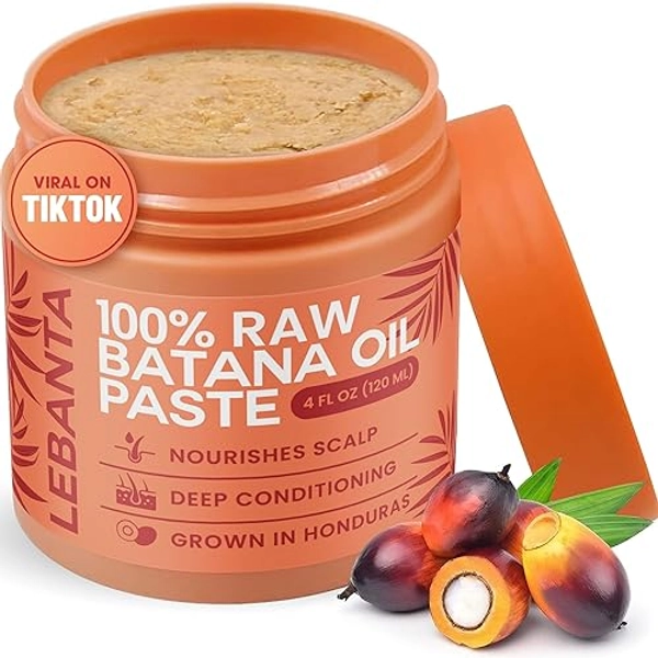Lebanta Raw Batana Oil for Hair Growth - 100% Pure, Organic 4oz Batana from Honduras for Thick and Strong Natural Hair - Dr. Sebi Unrefined Cold Pressed Cosmetic Scalp Mask for Men & Women (1 Pack)