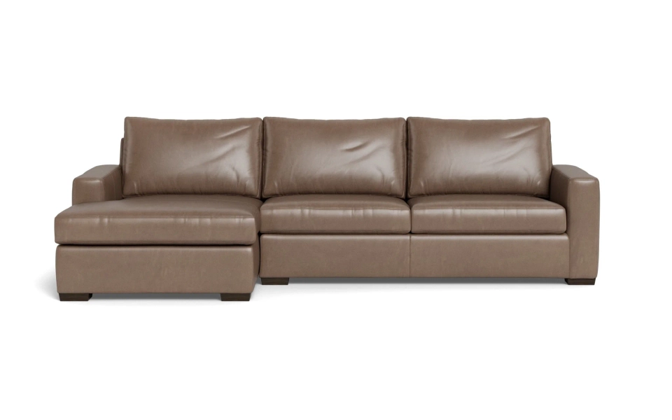 Mesa 123" Leather Left Chaise Sectional | HUDSON ASH