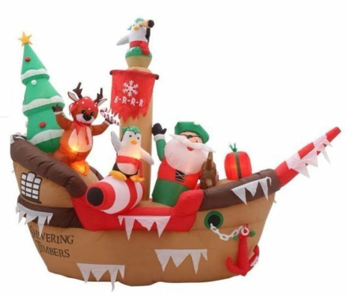 Home Accents Holiday 8 ft Giant Christmas Pirate Ship Airblown Inflatable NIB