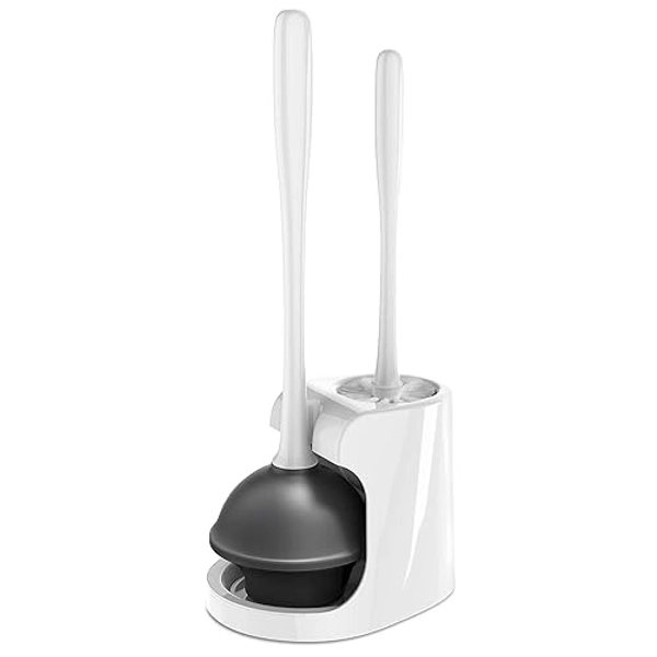 MR.SIGA Toilet Plunger and Bowl Brush Combo for Bathroom Cleaning, White, 1 Set - White - One Size