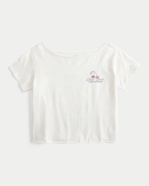 Easy Off-the-Shoulder Kittie's Diner Graphic Tee