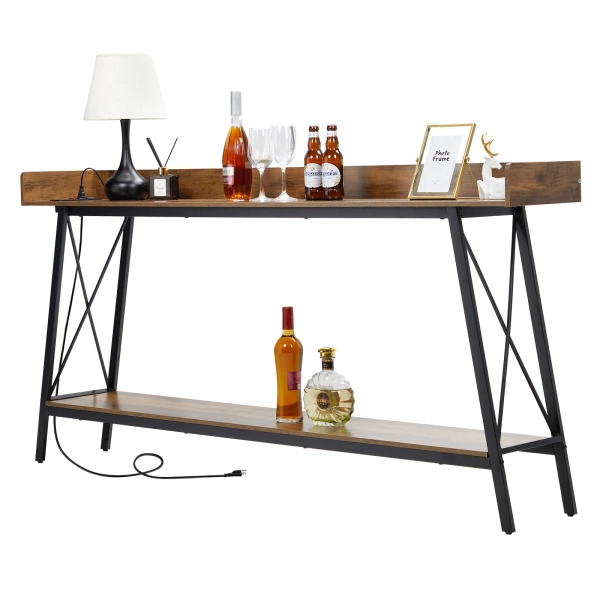 17 Stories Extra Long Console Table With 2 Power Outlets & USB Ports & Reviews | Wayfair
