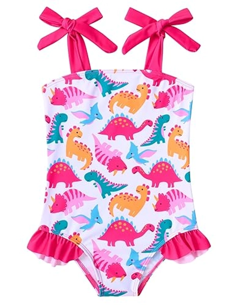 Vieille Toddler Girls Swimsuits Ruffle Bathing Suits One Piece Swimwear 2-6T - Dinosaur - 2-3T