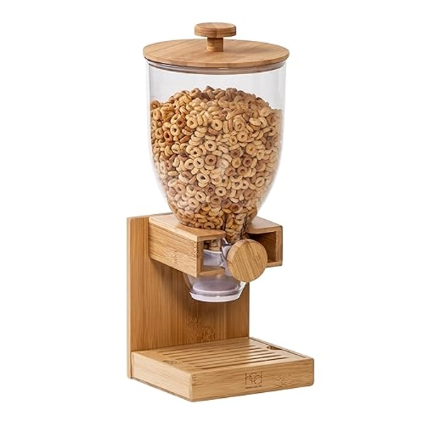 Honey-Can-Do Bamboo Cereal Dispenser, Food Storage Container for Pantry, Kitchen Counter, Organization and Storage KCH-09867 Natural