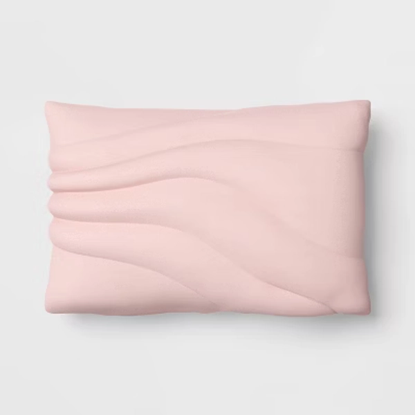 12" x 18" Lumbar Cotton Jersey Quilted Puff Throw Pillow Pink - Room Essentials™