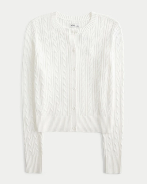 Easy Cable-Knit Crew Cardigan