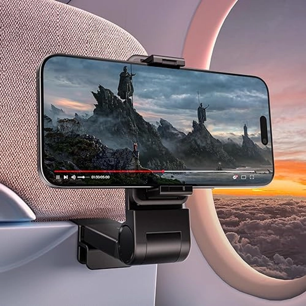 JSAUX Handyhalterung Flugzeug, Flugzeug Handyhalterung, 360 Drehbar Verstellbare Flugzeug Handy Halterung, Flugzeug Gadgets Handy Ständer, Nützliche Reise Gadgets Kompatibel mit iPhone,Küche,Büro - 1 Einheit - Schwarz