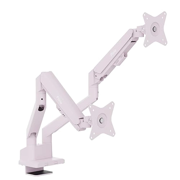 Pixio PS1D Wave Pink Dual Monitor Arm Stand Desk Mount - Fits up to 32 inches Monitors and up to 19.8lbs. VESA Compatibility and Integrated Cable Management