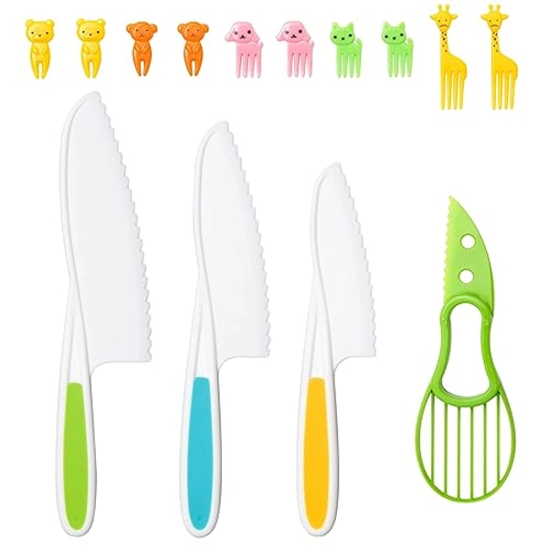 14 PC Toddler Montessori Kitchen Tool Toy for Lillte Girl Boy Age 3-10, Safe Knife Kid Toddler Kitchen Set for Real Cooking, Gifts for 3 4 5 6 7 8 9 10 Year Old Girl Boy Birthday Christmas - C_14pc