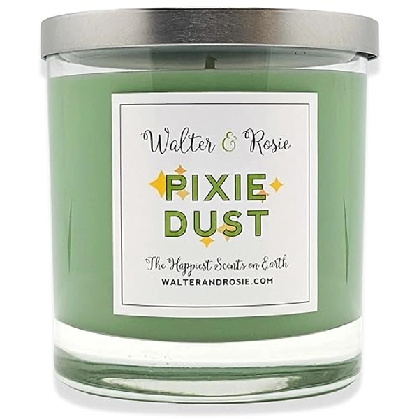Walter & Rosie - Pixie Dust Candle 11 oz - Scented Candle - Inspired by Peter Pan - Soy Wax Blend - Up to 40 Hrs - Long Burning Candle - Reuseable Glass Jar