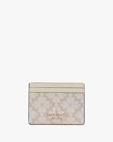 Dark Beige Multi Spade Flower Small Slim Card Holder