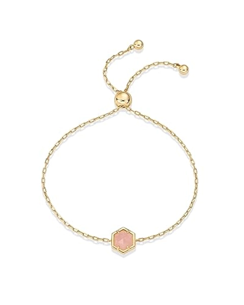 PAVOI 14K Gold Plated Hexagon Gemstone Bracelet for Women | Natural Birthstone 9" Bracelet - Yellow Gold - Quartz