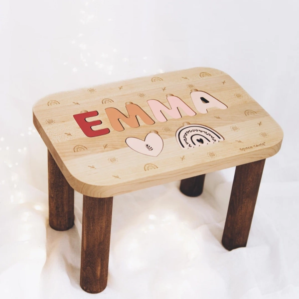 Personalized Stool Wooden Name Puzzle Stool 1st Birthday First Christmas Gift Toddler Stools Children Furniture Toddler Tower Toddler Table - Etsy
