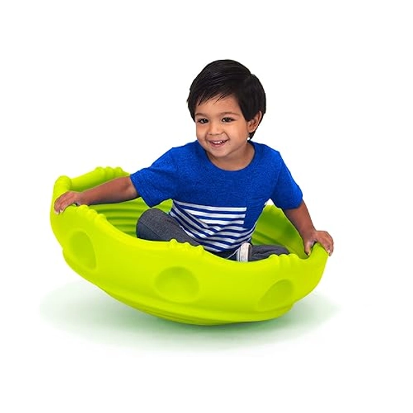 Simplay3 Two Sided Rock Around Wobble Disk and Climbing Dome for Toddlers and Kids - Rocking and Climbing - Indoor/Outdoor - Green, Made in USA - Large - Green