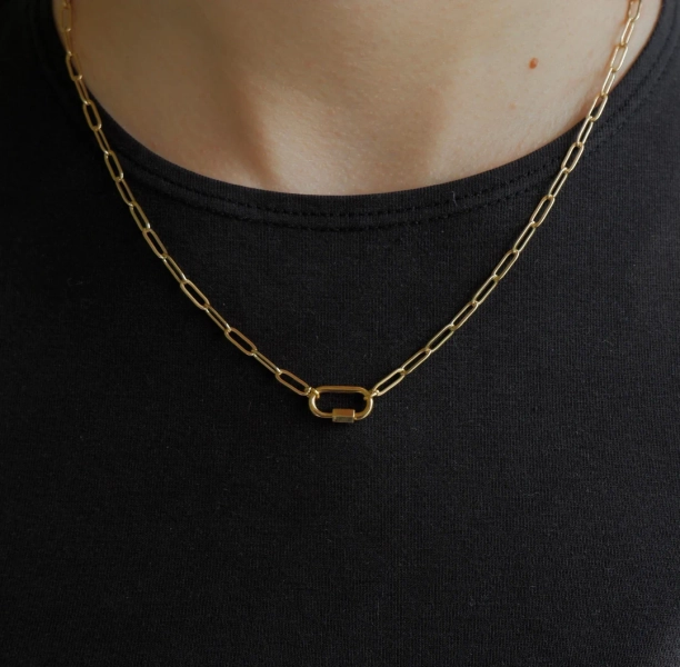 Carabiner Charm Necklace, Dainty Paperclip Chain Necklace With Carabiner, Stainless Steel Chain, Mini Carabiner, Women's Layering Necklace - Etsy UK