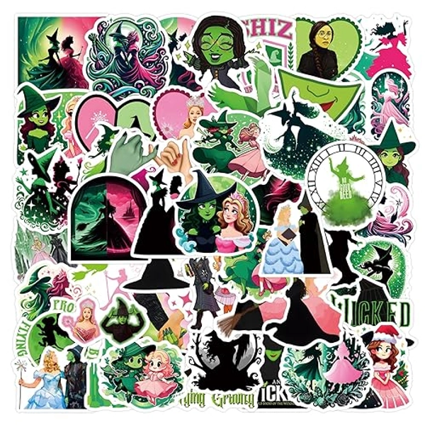 50Pcs Pack Wicked Water Bottle Stickers for Kids, Cool Cartoon Movie Waterproof Sticker for Teen Girl Laptop, Skateboard, Bike, Phone, Computer, Travel Case, Notebook, Scrapbook