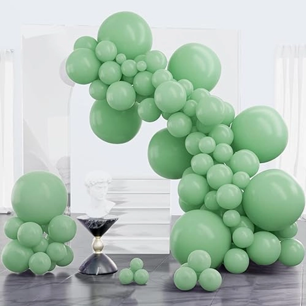 PartyWoo Foggy Green Balloons, 100 pcs Boho Green Balloons Different Sizes Pack of 18 Inch 12 Inch 10 Inch 5 Inch Dusty Green Balloons for Balloon Garland Balloon Arch as Party Decorations, Green-F35 - Green-f35