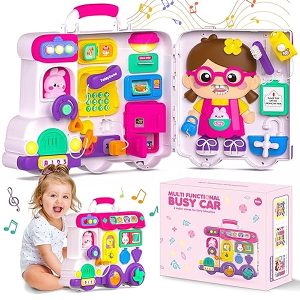 Ryotagift Baby Montessori Busy Board for 1-2 Year Old Boy Girl Gift,Musical Toddler Toys for 1+ Year Old,Early Educational Toy for Toddlers 1-3,Baby Sensory Developmental Toy 12-18 Months