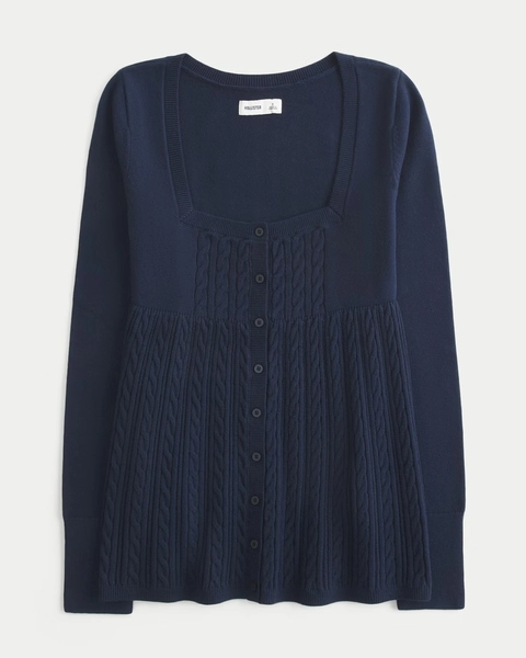 Easy Long-Sleeve Square-Neck Babydoll Sweater