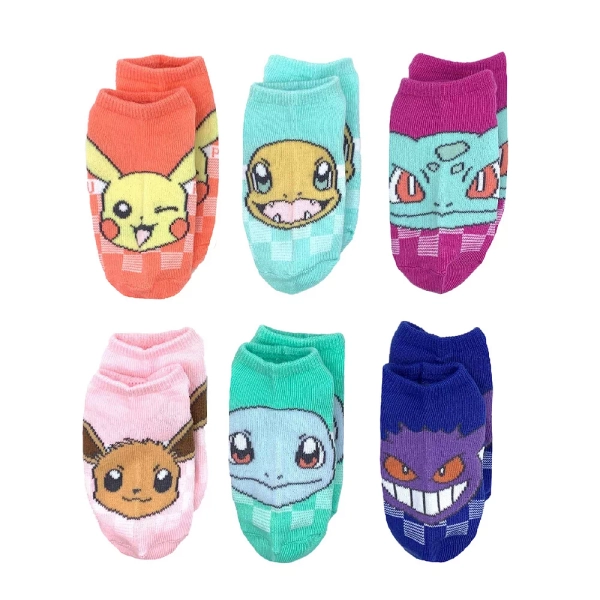 Girls' Pokemon 6-Pack No-Show Socks