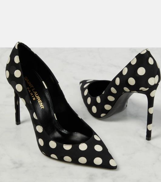 Saint Laurent Zoe 105 polka-dot silk pumps Saint Laurent