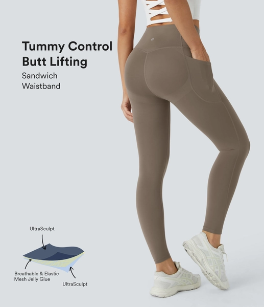 SoCinched High Waisted Butt Lifting Tummy Control Side Pocket Shaping Workout UltraSculpt Leggings